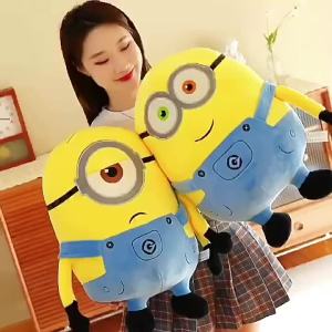 Potdemiel | Cute Minions Movie Periphery Yellow Plush Bob Plush Stewart Plush Toy Jeans Plush Doll Pillow Decoration Kids Birthday Gift