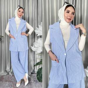 Yuka One Set Vest 2in1 - Setelan Celana + Rompi Wanita Jumbo