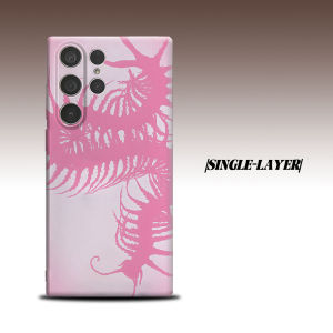 Pink Fern Silhouette For Samsung Galaxy S26 S25 S24 A56 A36 Dual Layer Luxury Fashion Full Lens Protective Case