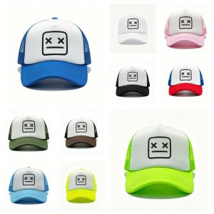 Smiley Face Print Mesh Baseball Cap Multi Color Breathable Sun Visor Hat For Men Women Outdoor Sports Casual