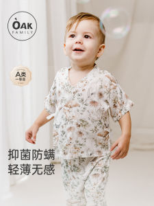 Oak Family Baby Home Clothes Summer Short Sleeve Thin Model Boys And Girls Sleepwear Set Comfortable Breathable Cotton Blend