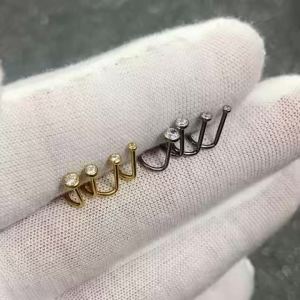 1PC G23 Titanium 5 Shaped Flat CZ Gem Nose Studs Piercing 5 Shaped Bend Bar Crystal Top Nose Stud Body Piercing Jewelry 20G
