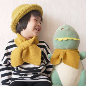 Autumn and Winter Korean Style Childrens Cross Scarf Knitted Bow Thickened Matching Wool Cute Men and Women Baby Bib