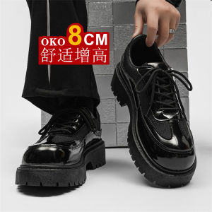 Casual Martin Boots Thick Bottom Mens Shoes 8cm Heightening Leisure Big Head Leather Shoes Versatile Invisible Heightening Genuine Leather Boots