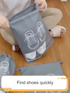 YYDS 5PCS Travel-Friendly Waterproof Non-Woven Shoe Storage Bag with Drawstring Closure