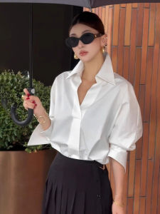 French V-Neck Commute Formal Shirt Womens Spring Autumn New Loose Slimming Versatile Top High-End Feel Professional Casual