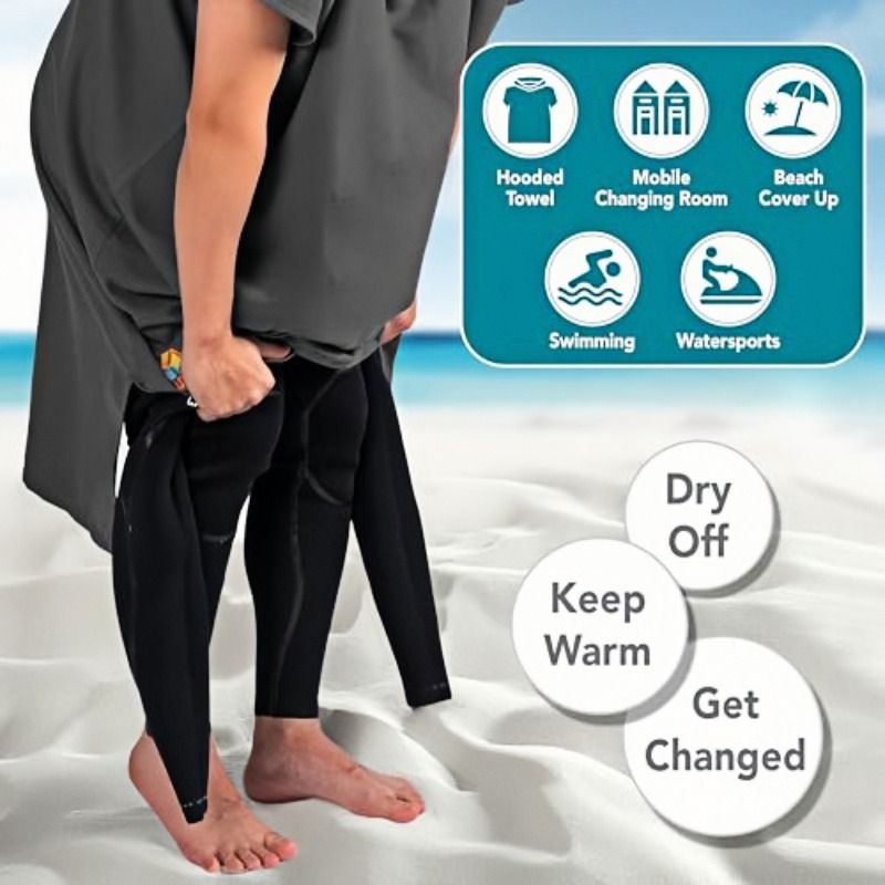 Hooded Surf Poncho Towel Quick Dry Terry Cloth Changing Cover Up Adults ...