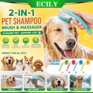 【COD】2-in-1 Pet Bath Brush with Built-in Shampoo Dispenser – Soft Silicone Grooming & Gentle Massage Tool for Dogs Cats Puppies and All Pets – Ideal Shower Comb for Easy Bath Time Cleaning
