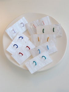 White Baihe Same Style Color C- Shaped Stud Earrings for Women Niche Style Retro Personality and Minimalism All-Matching Graceful Fashion Earrings Jewelry