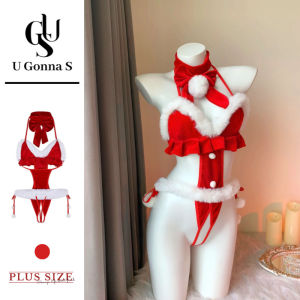 U Gonna S ชุดนอนชุดชั้นในสตรีแขนกุดสีแดงคอวีดันทรงเปิดหลังรัดรูปสำหรับปาร์ตี้2025ของขวัญสำหรับแฟนสาว