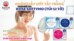 KHĂN GIẤY ƯỚT TẨY TRANG KOSE SOFTYMO (TÚI 52 TỜ)