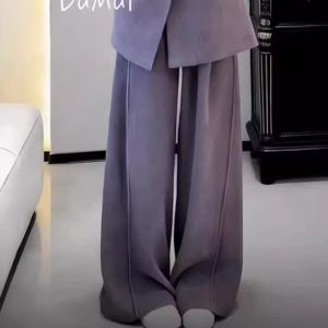 XUECAIQI | Elegant Casual Purple Two-piece Suit Pants Outfit