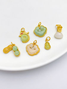 Handmade DIY Golden Gourd Lucky Lock Pendant Necklace Bracelet Jewelry Alloy Material Fresh out Original Design Cross Chain