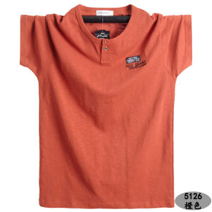 Áo Thun Cotton Dáng Rộng Mùa Hè Thường Ngày Cổ Tròn Tay Ngắn Màu Cam Cho Nam Cỡ Lớn Chất Liệu Kháng Khuẩn