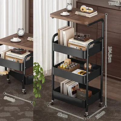 HERONGXUAN | Multifunctional Moveable Bedside Storage Trolley Multilayer