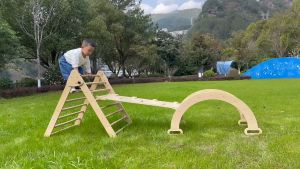 Wood Early Education For Children 3-in-1 Climbing Frame Slide Set Indoor Sensory Sports Training Parent-child Games
