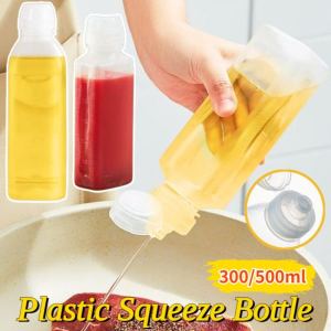 300/500ML Oil Spray Bottle Plastic Squeeze Bottle Liquid Seasoning Oil Bottles Dispenser