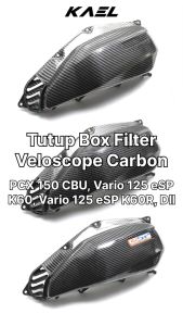 Tutup Box Filter Carbon PCX 150 Lama 2012-2014 & Vario 125 Techno FI-Helm In-eSP New LED 2012-2022 & Vario 150 eSP K59 2015-2018 Cover Penutup Saringan Hawa Udara Boks Hitam Light Premium Black Karbon