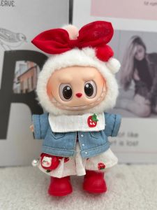Bộ Đồ Lót Labubu Dimoo Denim Vest Và Váy Dâu Tây Đồ Chơi Mềm PVC 15cm Cho Bé Trai Và Bé Gái Thời Trang