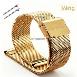 Dây Đeo Đồng Hồ Milanese Lưới 0.6MM Đa Năng Cho Seiko DW Omega - Dây Thép Tháo Nhanh Dành Cho Nam Nữ Màu Bạc Đen Vàng Vàng Hồng