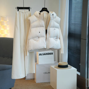 Shalldoer | Puffy Hooded Loose Sleeveless Short Cotton Vest Coat for Women