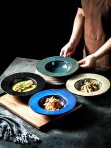 Large Size Grass Hat Bowl Western Dinner Plate Thick Soup Bowl Curry Noodles Commercial Dishwasher Safe Ceramic Bowl