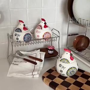 Salt Seasoning Jars Pepper Jar Ceramic Condiment Box Storage Pot Rooster Shape Spice Container Sugar Coffee Function Multi Bowls