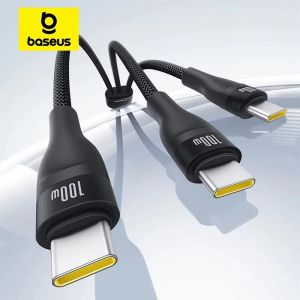 Baseus สายเคเบิล USB C 3 In 1 6A 100W สายชาร์จสำหรับ iPhone17 16 15 Type C Xiaomi สายชาร์จสำหรับซัมซุงข้อมูลทางอากาศสายเคเบิลสำหรับ Macbook