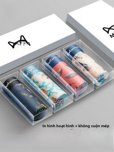 Quần lót boxer nam MiiOW lụa băng cạp vừa thoáng khí in họa tiết