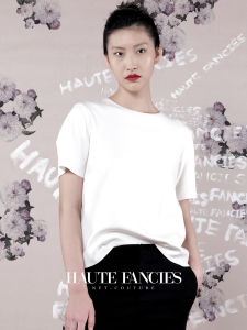 Pure White Loose Knitted Short Sleeve T-Shirt Haute Fancies Neutral Style High Elasticity Unique Piece Spring Fashion Ladies Top