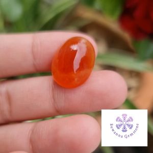 พลอยคาร์เนเลี่ยน 1 เม็ด 15.33 (Natural Carnelian) สีส้มอมแดง เนื้อเนียน เหมาะนำไปทำเครื่องประดับ ไม่มีการย้อมสีใดๆ การันตีพลอยแท้ 100%