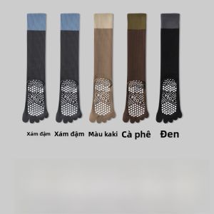 MiiOW | Tất thể thao chống trượt năm ngón cho nữ Tất dài đến bắp chân Thấm hút mồ hôi Dây thun Mũi bằng vải khăn Tất dài đến đầu gối