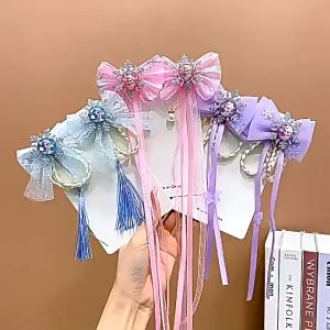 2pcs/Set Bow Hair Clips Girls Hair Styling Tools Sweet Ribbon Hairpins Children Hair Accessories