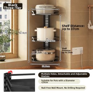 BANGJIE | Adjustable Corner Wall-Mounted Pot Storage Rack