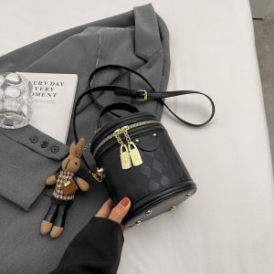 Fashionable Bucket Bag Womens Crossbody Shoulder Handbag Soft PU Leather Korean Style Small Size Trendy Handbag