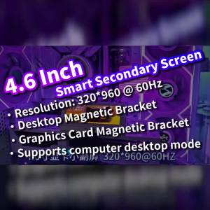 SHCHV | TURZX 4.6 Inch USB Secondary Screen 960*320 IPS LCD Support Desktop Extend Mode Chassis Sec Display PC Monitor NO AIDA64