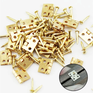 Mini Brass Hinges With Nails For Miniature Dollhouse Closet 20pcs 8x10mm