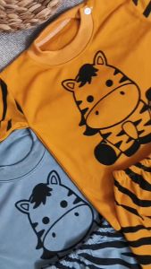 3 pcs setelan pendek anak/bayi cowo motif zebra hourse lucu warna cerah