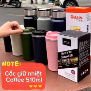 Cốc giữ nhiệt 510ml ly coffee màu trơn inox 304 ly giữ nhiệt nóng lạnh