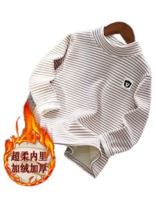 เสื้อยืดเด็กผ้าฟลีซหนาพร้อมคอปกครึ่งสูงสําหรับเด็กผู้ชายสไตล์ลําลองหลวมพอดีฤดูใบไม้ร่วงฤดูหนาวเหมาะสําหรับกิจกรรมกลางแจ้ง