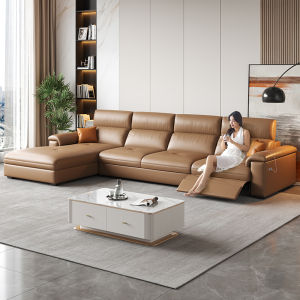First-Class Top-Layer Cowhide Leather Electric Sofa Modern Minimalist Living Room Versatile Fengfei for Small to Large Spaces