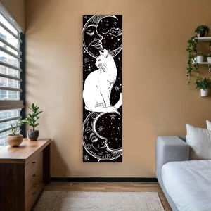Witchcraft Cat Sun & Moon Tapestry Wall Hanging For Bedroom Living Room Aesthetic Art Tapestry Polyester Washable Home Decor