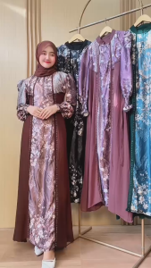 Sakinah Dress | Yasmin Dress | Namiah Dress Gamis Elegan Muslimah Bahan Ceruty Babydoll Kombinasi Silky Modern