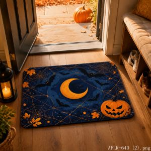 Halloween Floor Mat Autumn Pumpkin Non-Slip Rug Spooky Entrance Carpet Fall Bathroom Door Mat Seasonal Home Decoration