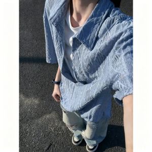 ZHUOCAN | Black Fake Two-Piece Mens Short Sleeve Summer Lightweight Breathable Polo Shirt