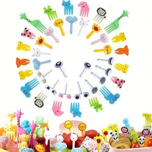 10pcs Animal Farm Fruit Fork Mini Cartoon Children Snack Cake Dessert Food Pick Toothpick Bento Lunches Party Decor Random Color