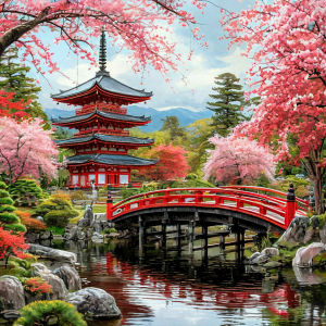 Huacan New Arrivals 2026 Painting Cherry Blossoms Building Diamond Embroidery Landscape Flower Complete Kit Handmade Gift