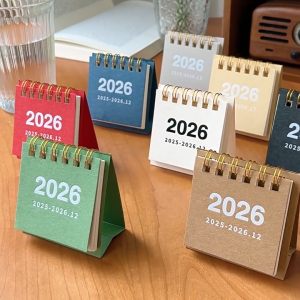 2026 Mini Simple Calendar Small Desk Calendar Creative Coil Calendar Planner Desktop Decoration Office Stationery 2025-2026