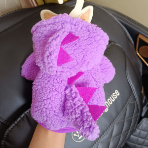 Thickened Autumn Winter Outerwear Sweatshirt Purple Pet Clothes for Dogs Teddy Bichon Panda Cats Dream Dinosaur Costume