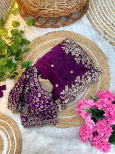 Soft Satin Embroidery Saree with Stiched Blouse